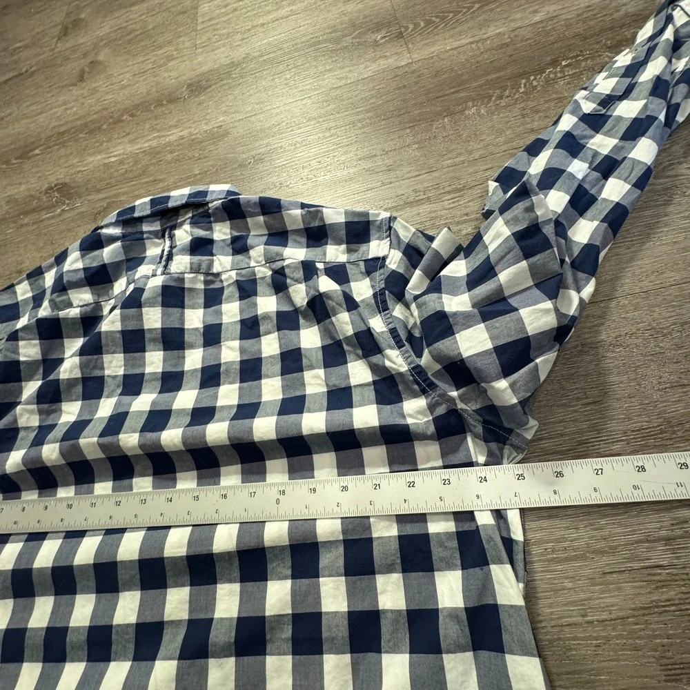 Banana Republic Shirt Mens XL Blue Cotton Camden Fit Gingham Plaid Casual Preppy